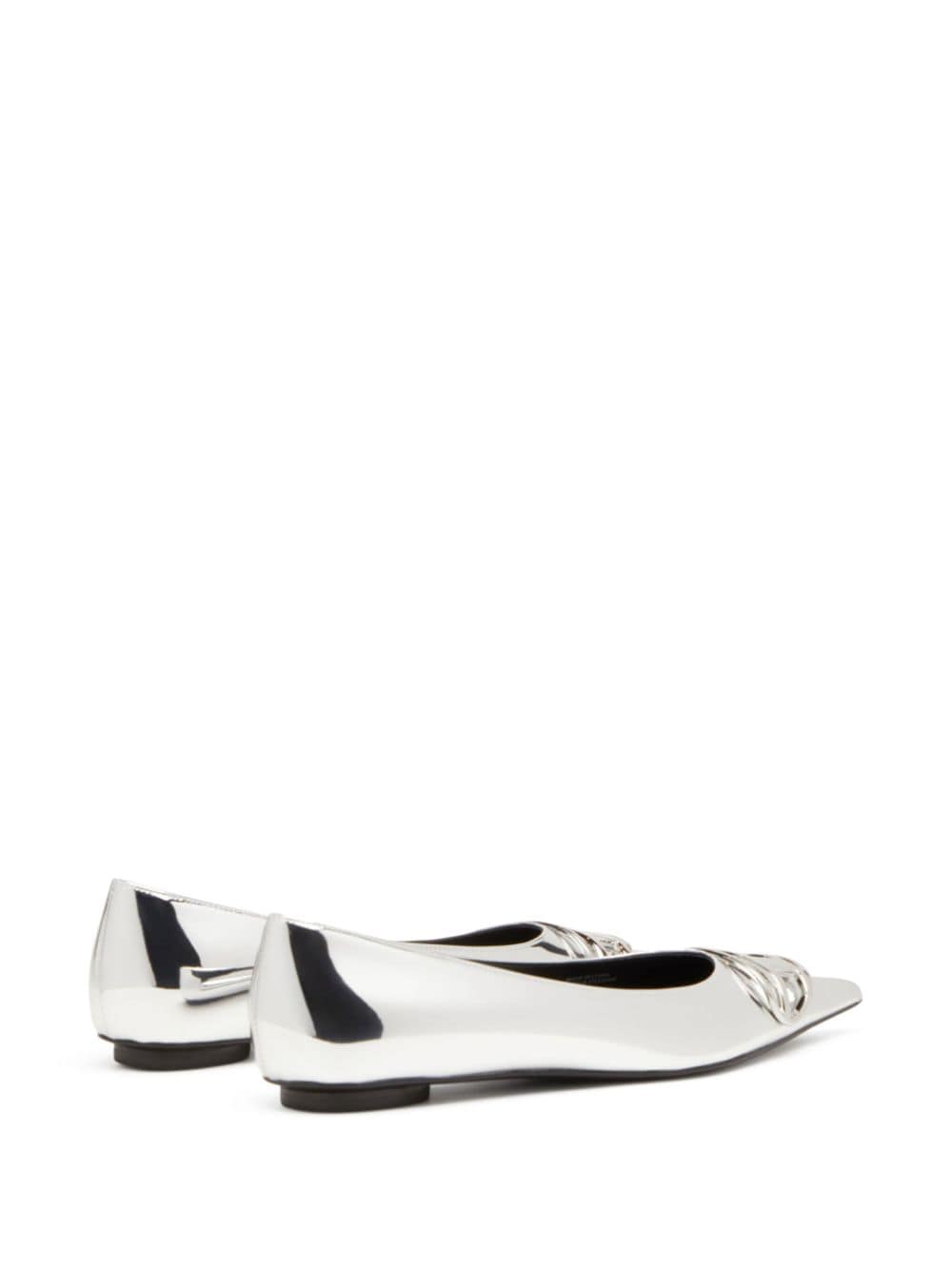 Shop Diesel D-venus Leather Ballerina Shoes In Silver