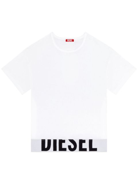 Diesel logo-underband crew-neck crop top Women