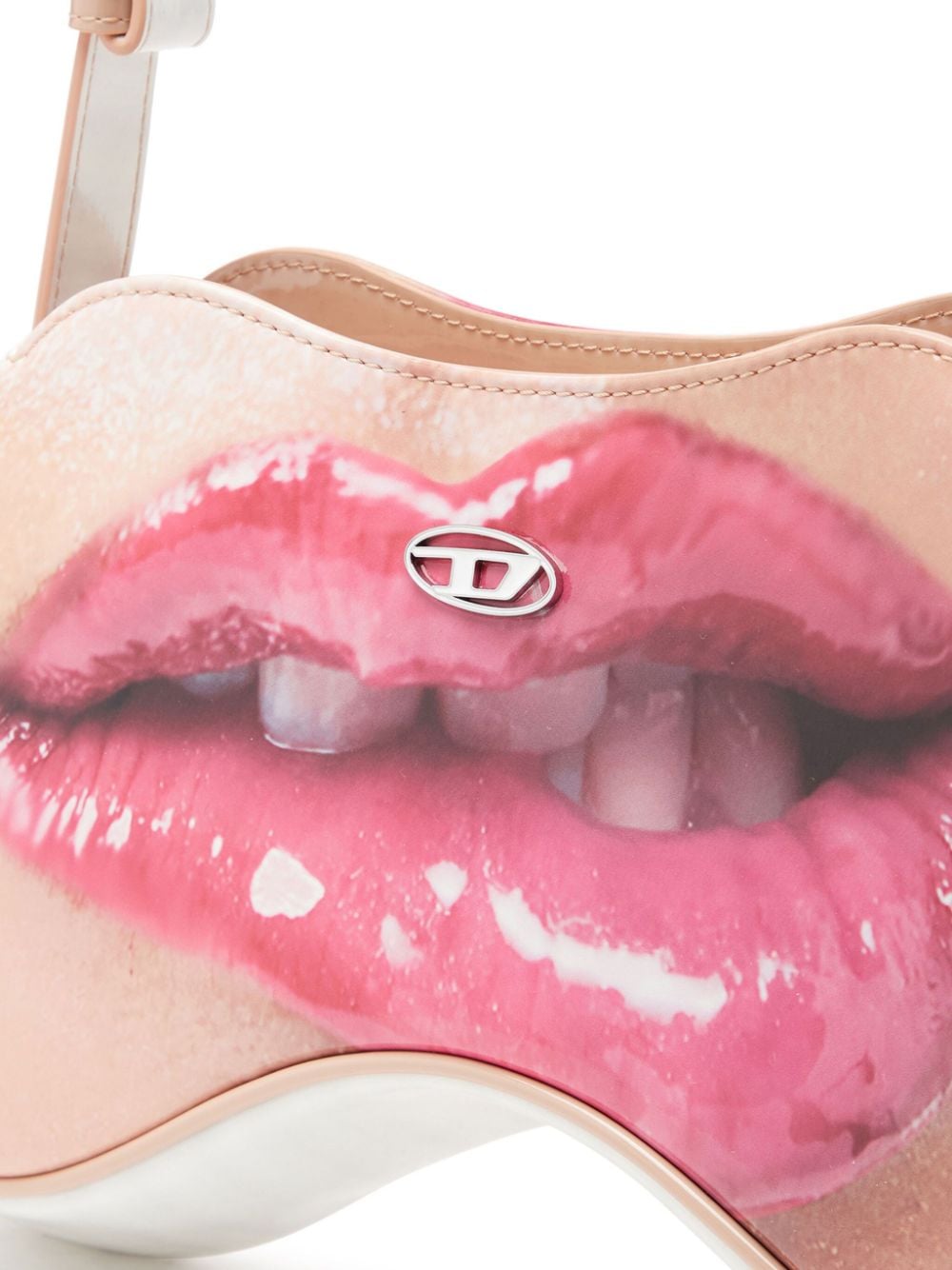 Shop Diesel Play Lips-motif Shoulder Bag In Neutrals