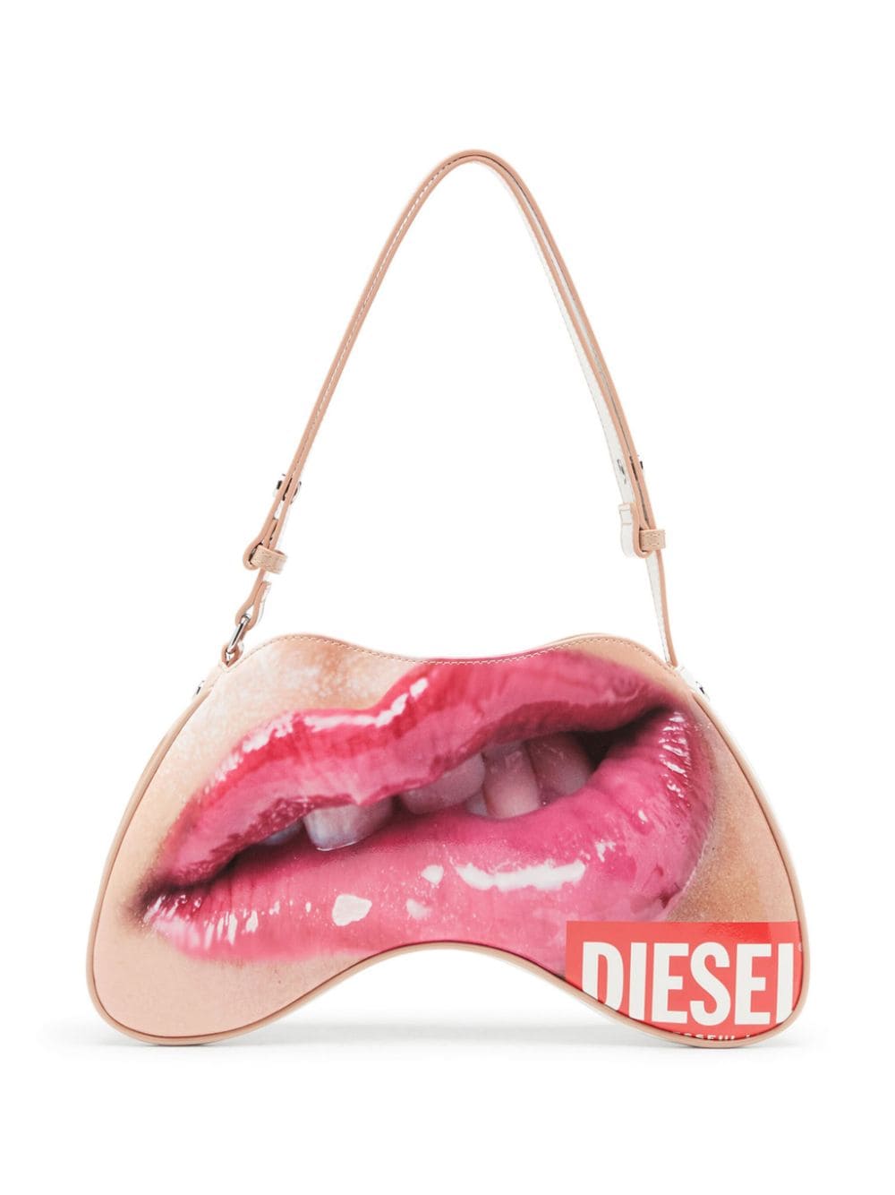 Shop Diesel Play Lips-motif Shoulder Bag In Neutrals