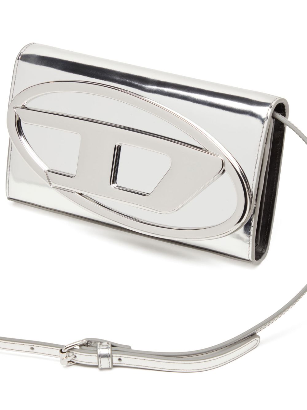 Shop Diesel 1dr Leather Wallet In Silver