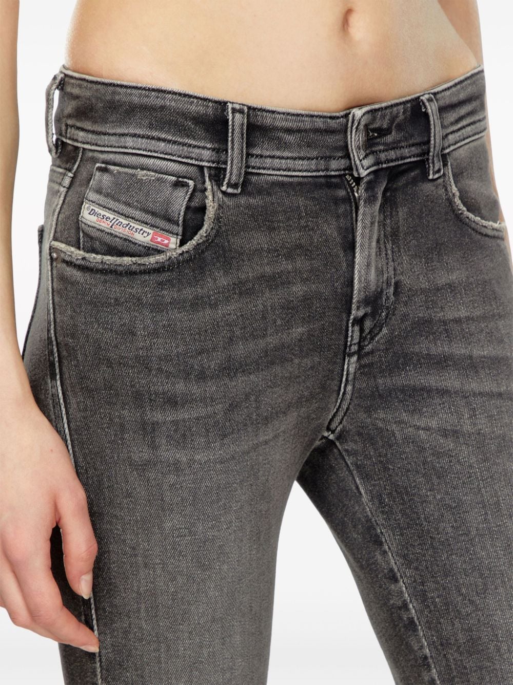 Shop Diesel 2017 Slandy Low-rise Skinny Jeans In Grey
