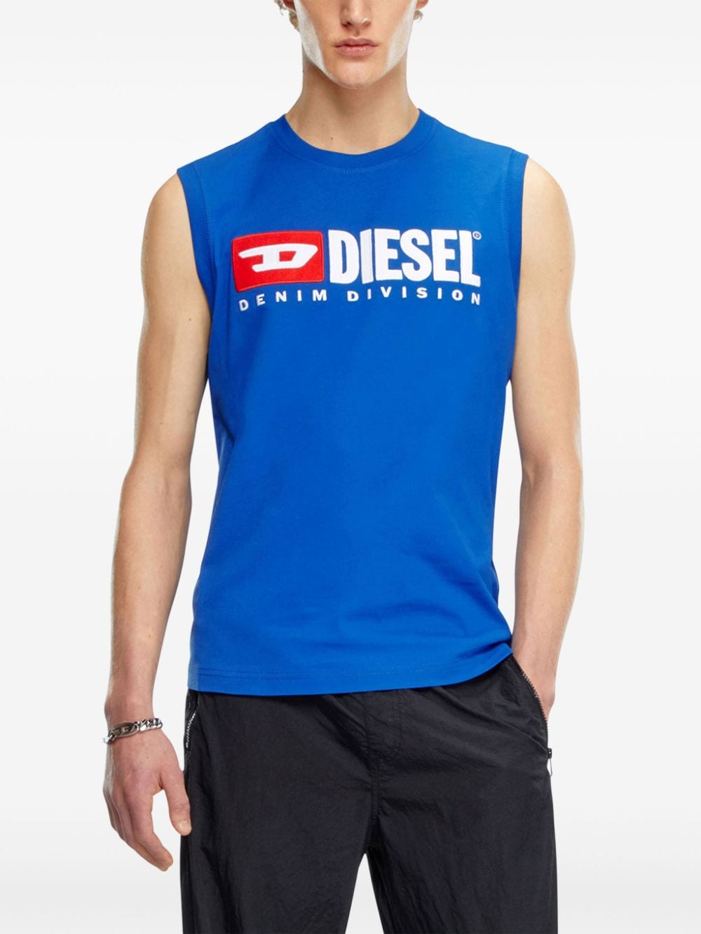 Shop Diesel T-isco-div Logo-print Tank Top In 8cr Blue