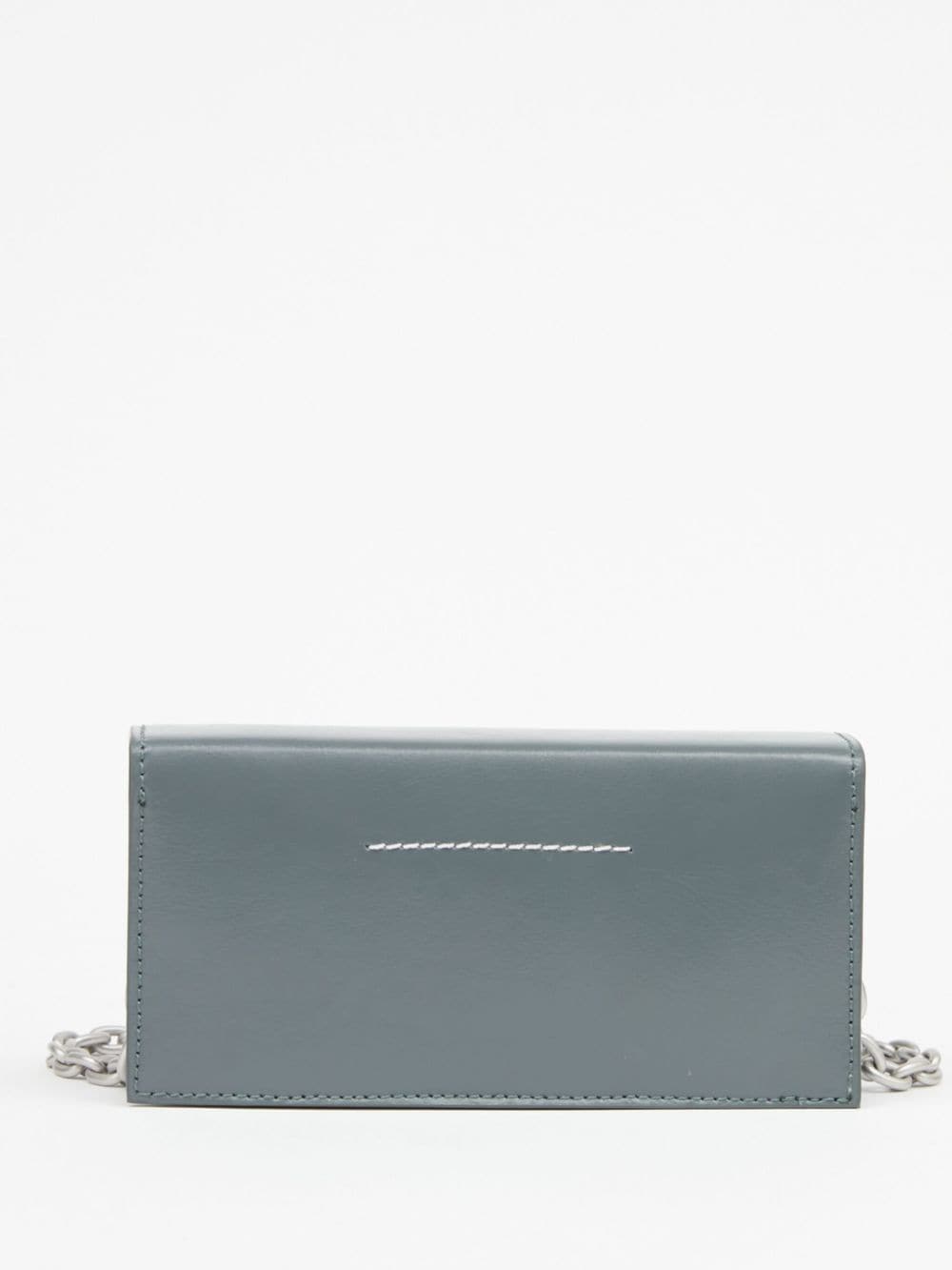 Shop Mm6 Maison Margiela Numeric Chained Leather Purse In Grey