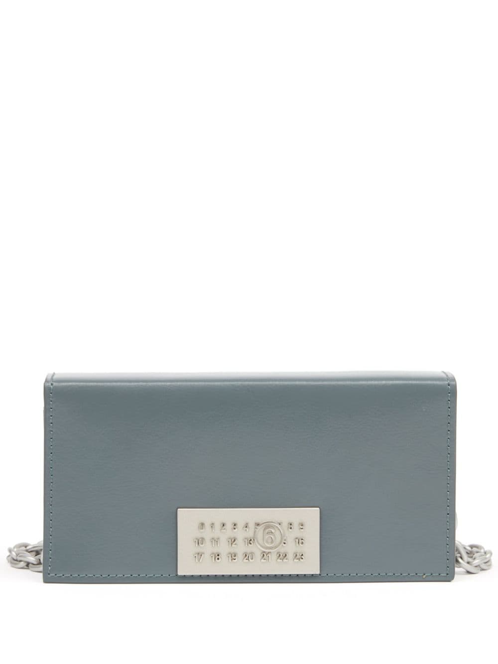 Mm6 Maison Margiela Numeric Chained Leather Purse In Grey
