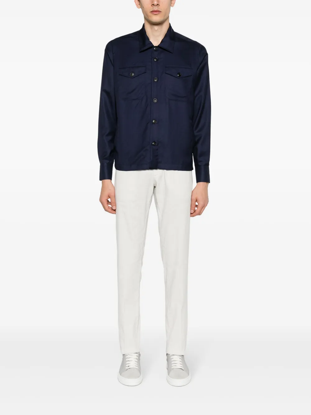Eleventy cashmere-blend shirt jacket - Blauw