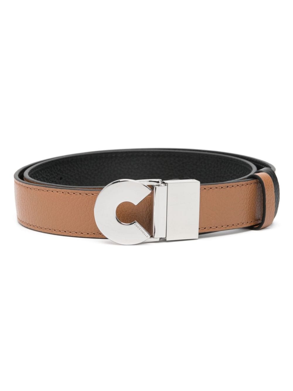 Coccinelle Logo-buckle Leather Belt In Brown