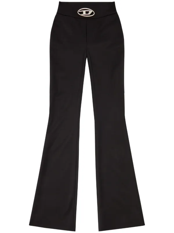 パンツ DIESEL Women Straight Pants A0692509J9602 Black Women's Twill pants with metal Oval D plaque | Black | Diesel