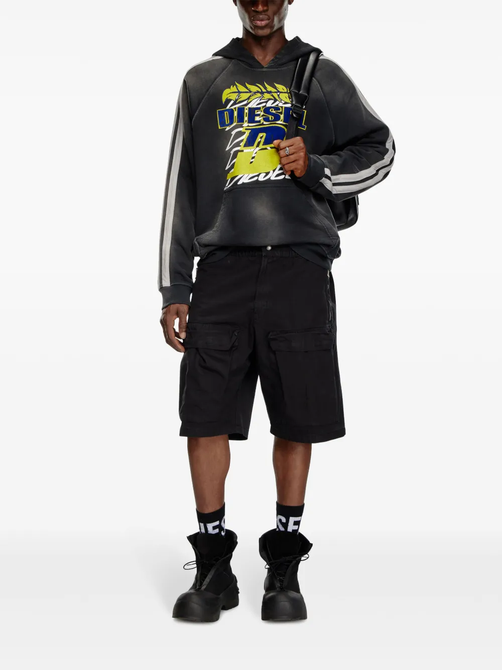 Diesel P-Beeck mid waist cargo shorts - Zwart