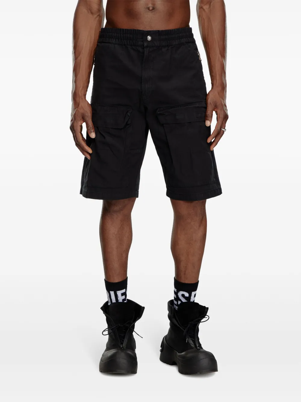 Diesel P-Beeck mid waist cargo shorts Zwart