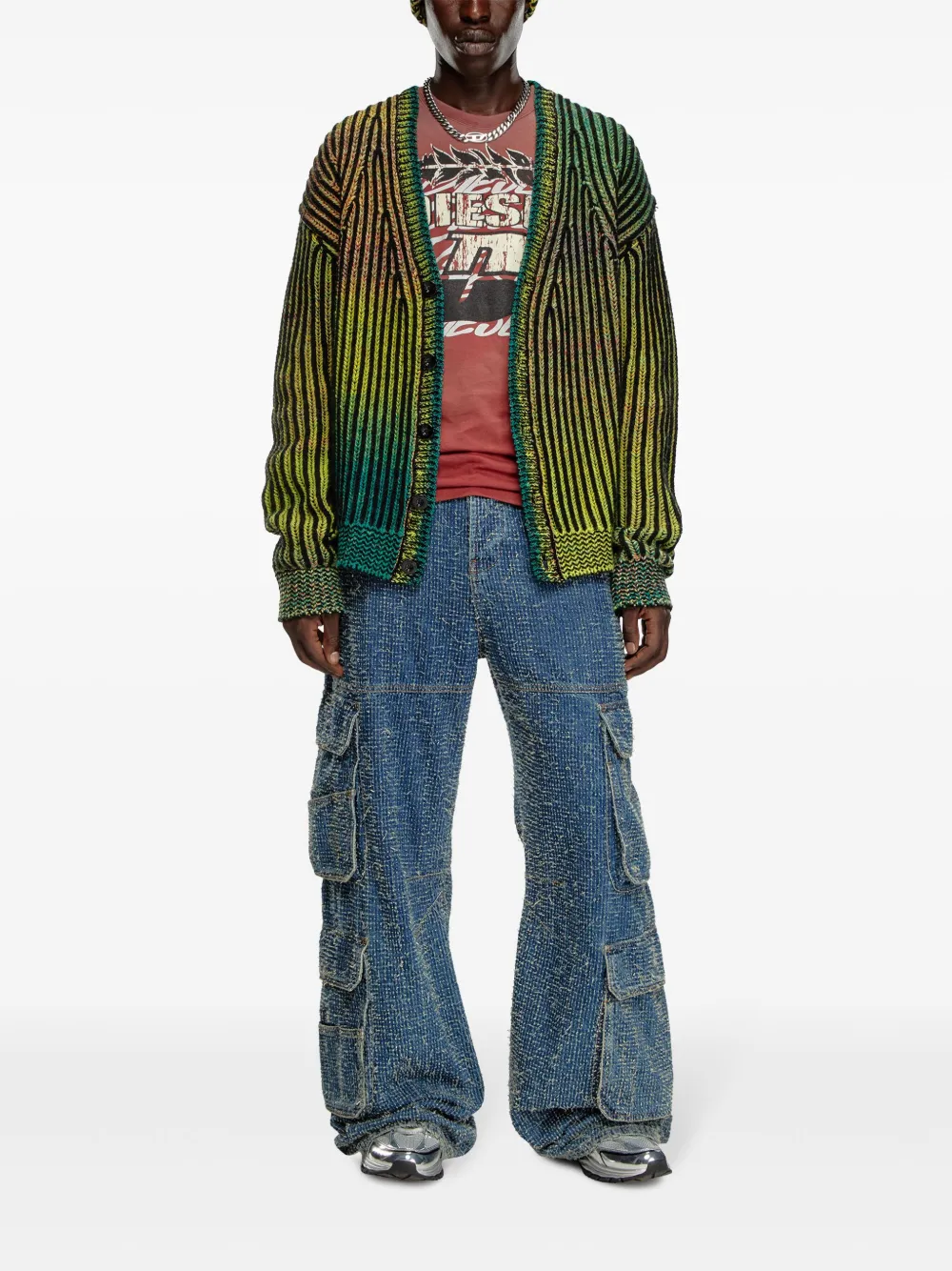 Diesel Oakland ribbed cardigan - Groen