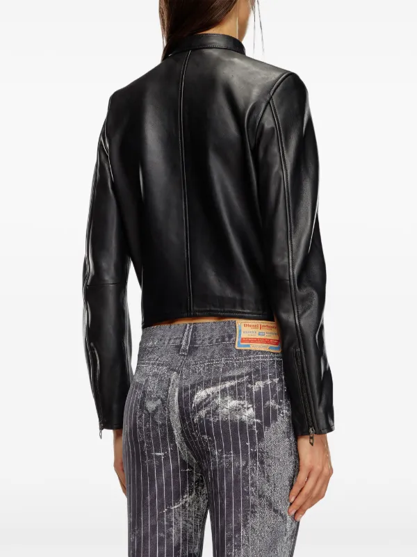 DIESEL>>ディーゼル L-Ayla ジップレザーバイカージャケット Diesel L-Ayla Leather Biker Jacket | Black | FARFETCH