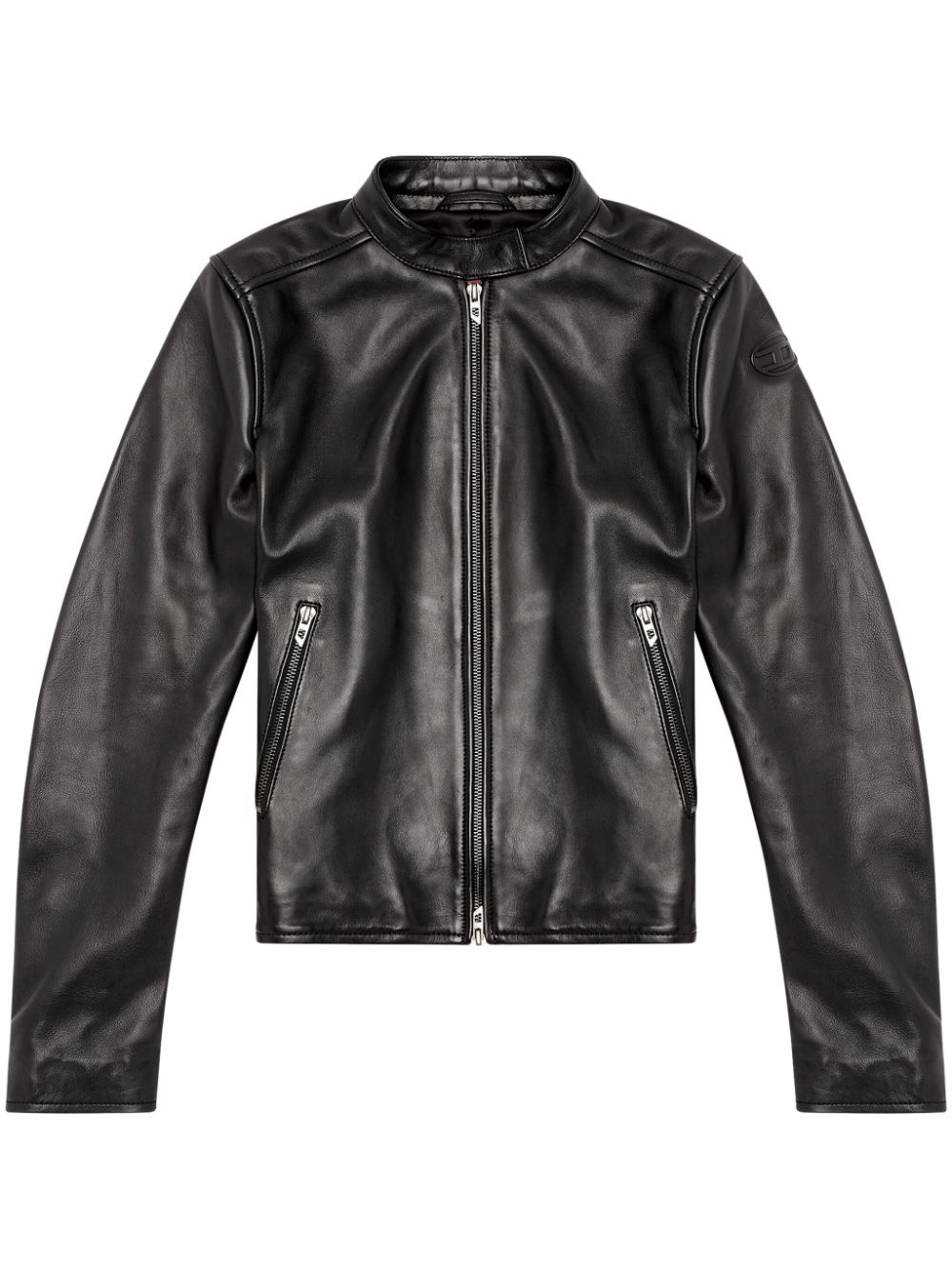 Diesel L-ayla Leather Biker Jacket In Black