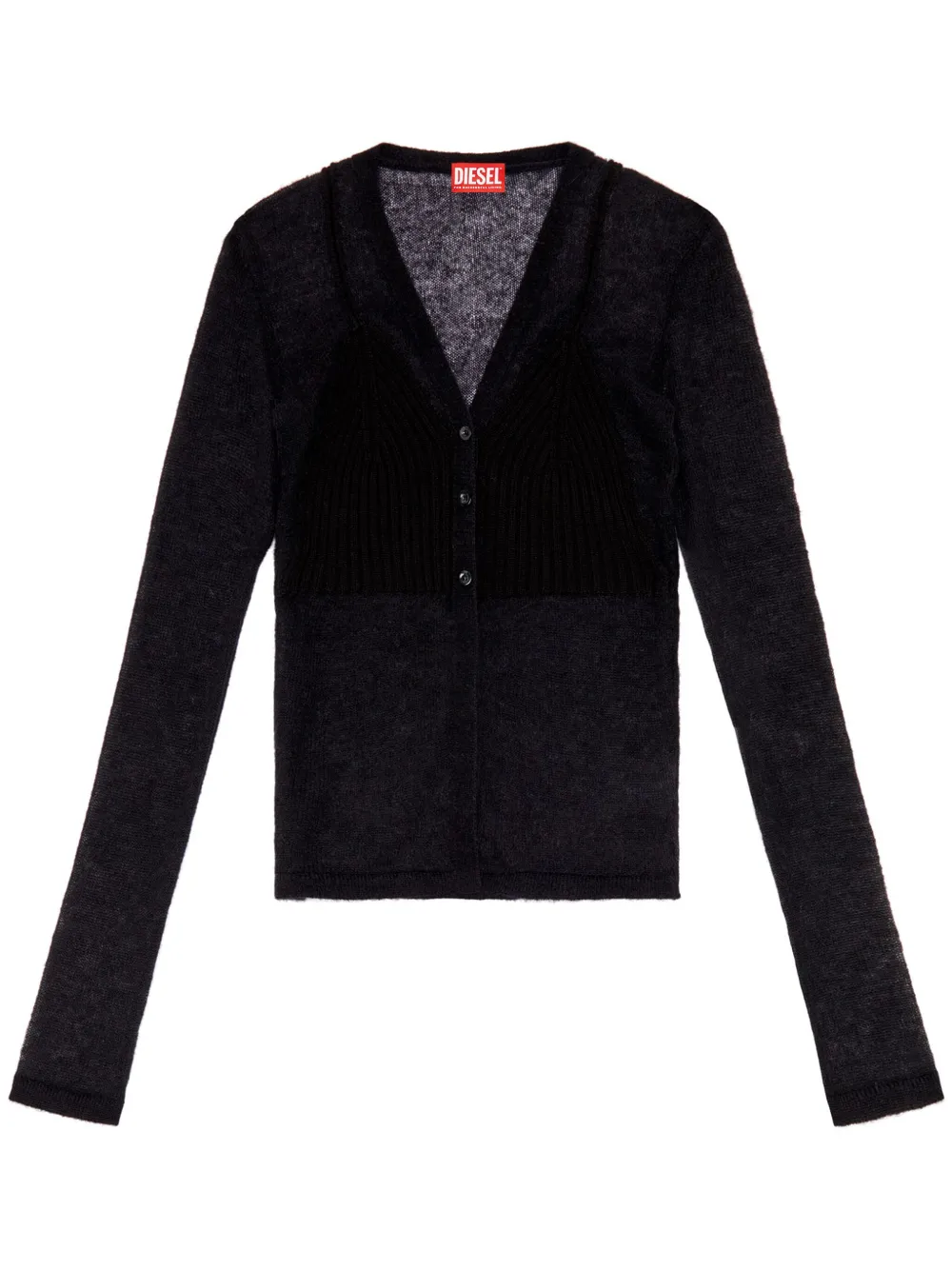 Diesel M Arina Semi Sheer Cardigan Black