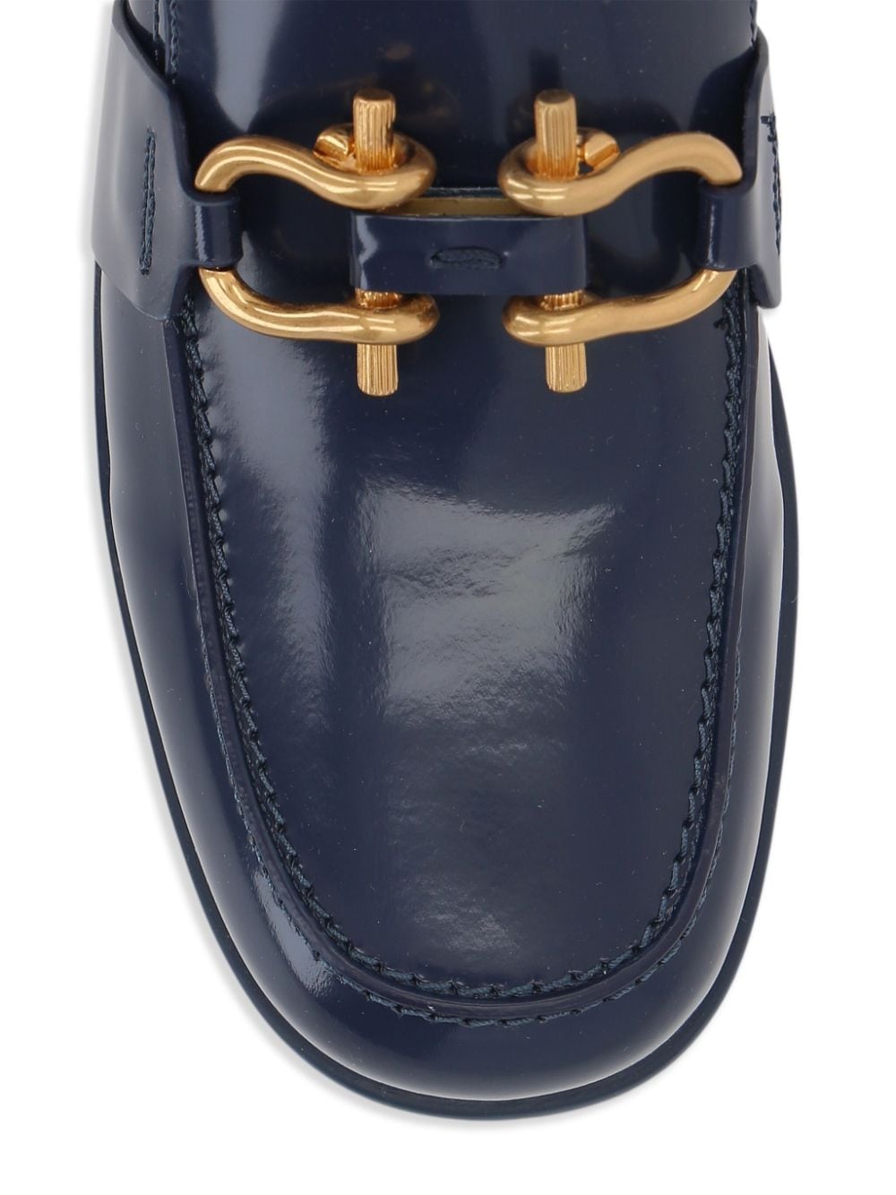 Shop Bottega Veneta Bucle-detail Leather Loafers In Blue