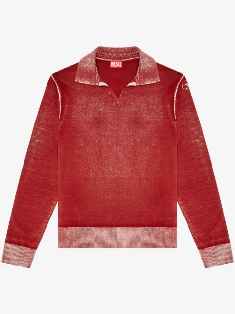 Diesel faded effect fine-rib jumper