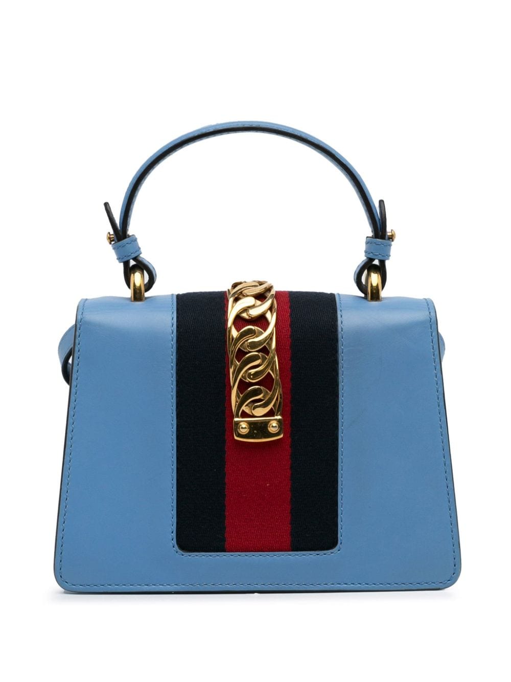 Pre-owned Gucci Sylvie 皮质小号斜挎包（2000-2015年典藏款） In Blue