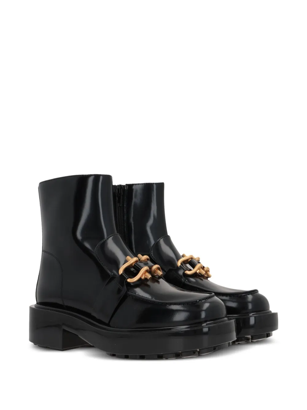 Shop Bottega Veneta Patent Leather Ankle Boots In Black