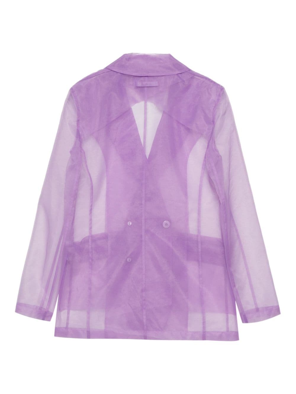 Shop Patrizia Pepe Double-breasted Organza Blazer In Purple