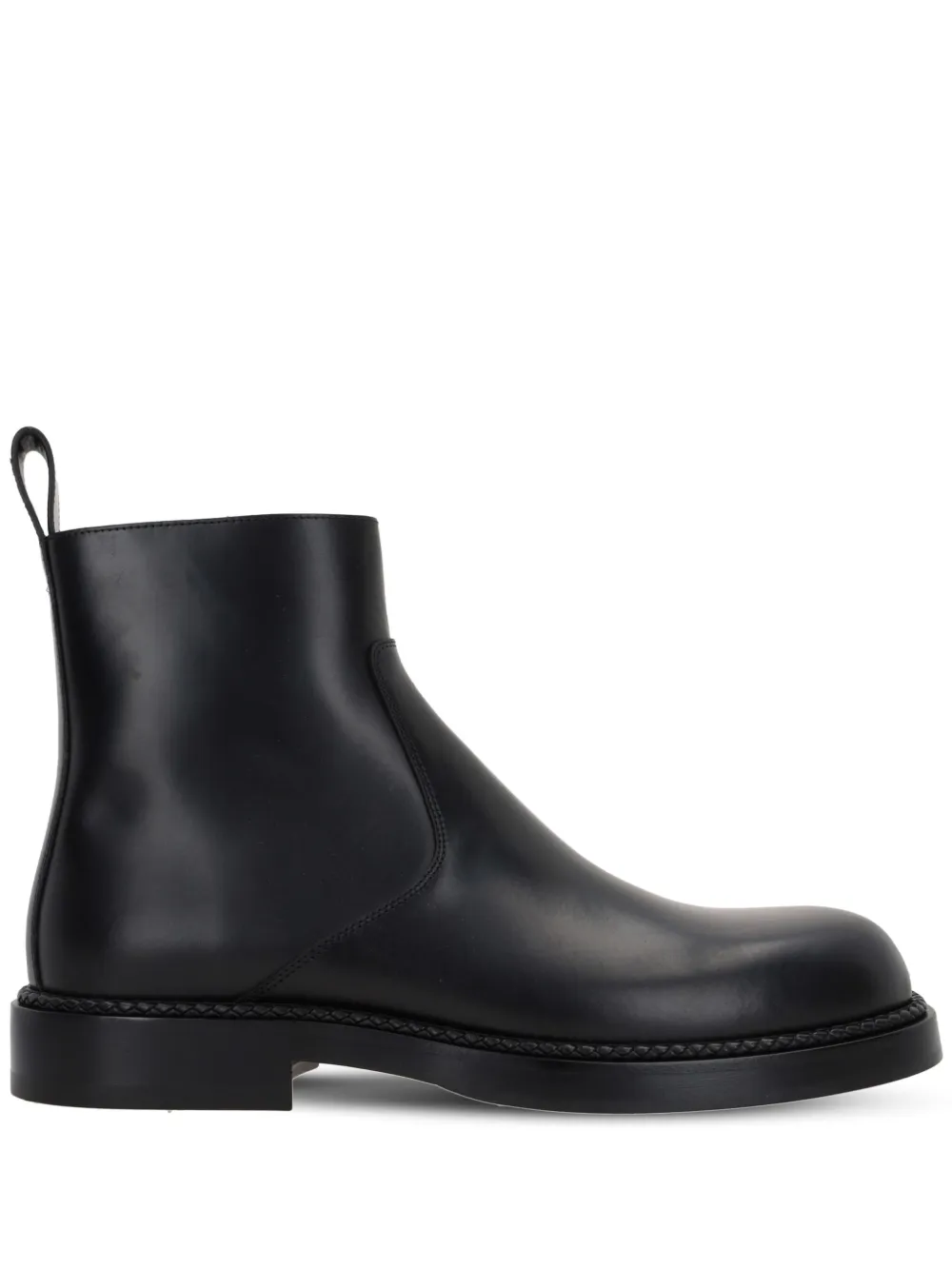 Bottega Veneta Ben Leather Ankle Boots In Black