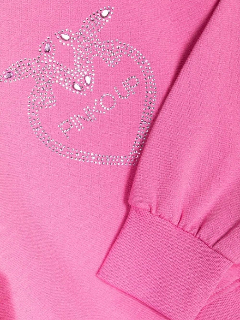 Shop Pinko Rhinestone-logo Crew-neck Sweatshirt In Pink