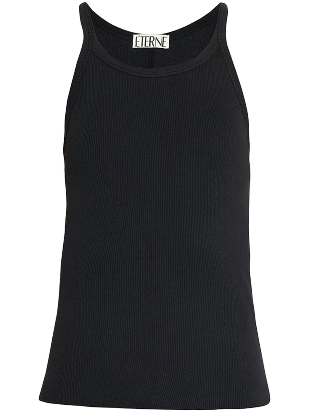 Éterne Ribbed-knit Cotton Tank Top In Black