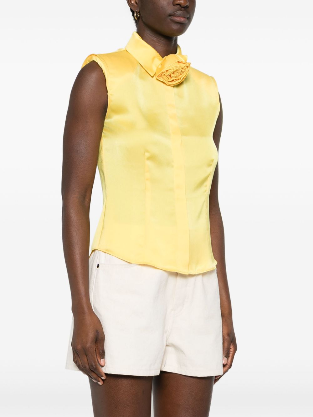 Shop Blugirl Shoulder-pads Sleeveless Shirt In Yellow