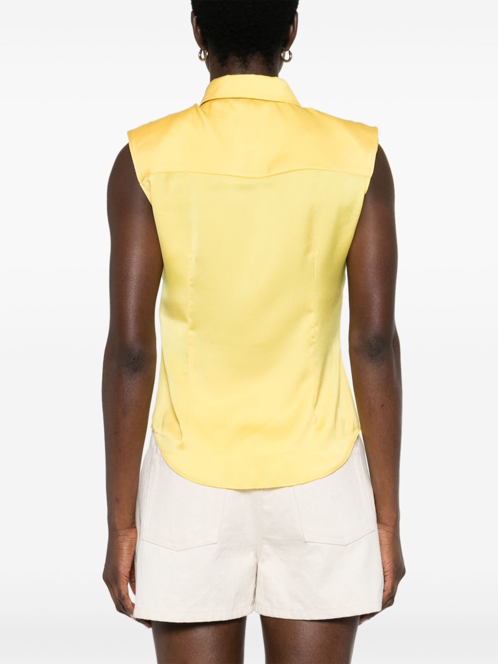 Shop Blugirl Shoulder-pads Sleeveless Shirt In Yellow