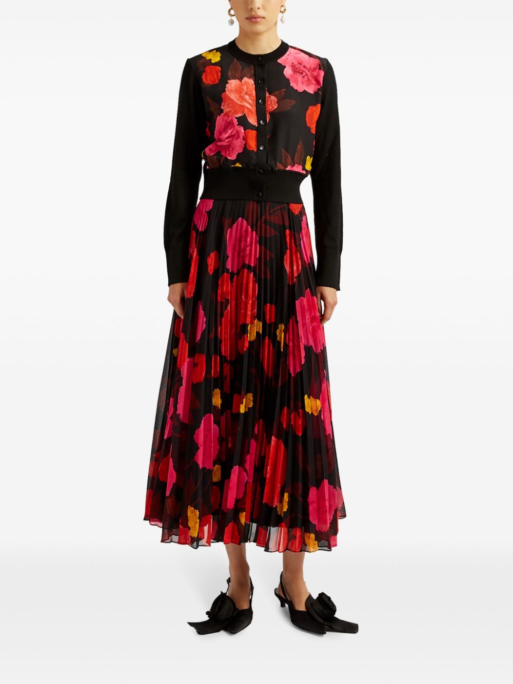 Shop Erdem Floral-print Cardigan In Black