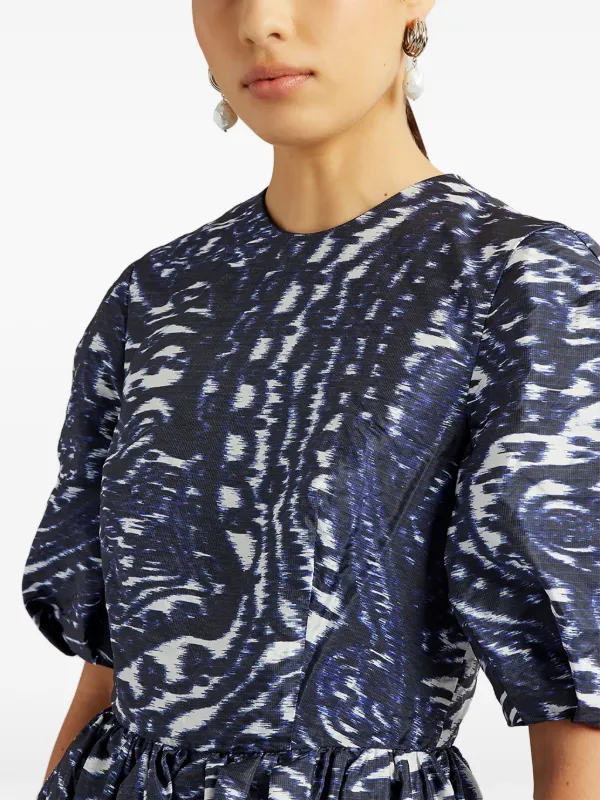 ERDEM Tiered embroidered cotton-poplin midi shirt dress