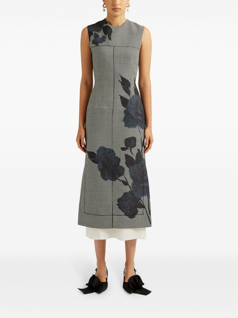 ERDEM Midi-jurk met bloemenprint Blauw