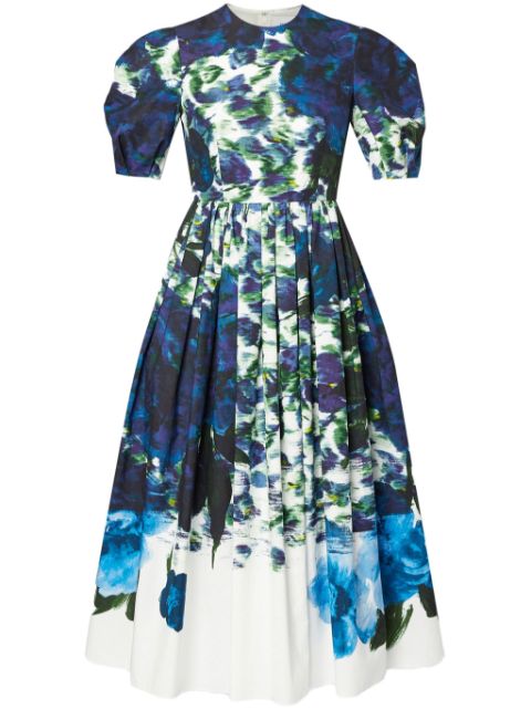 ERDEM abstract-print tafetta midi dress