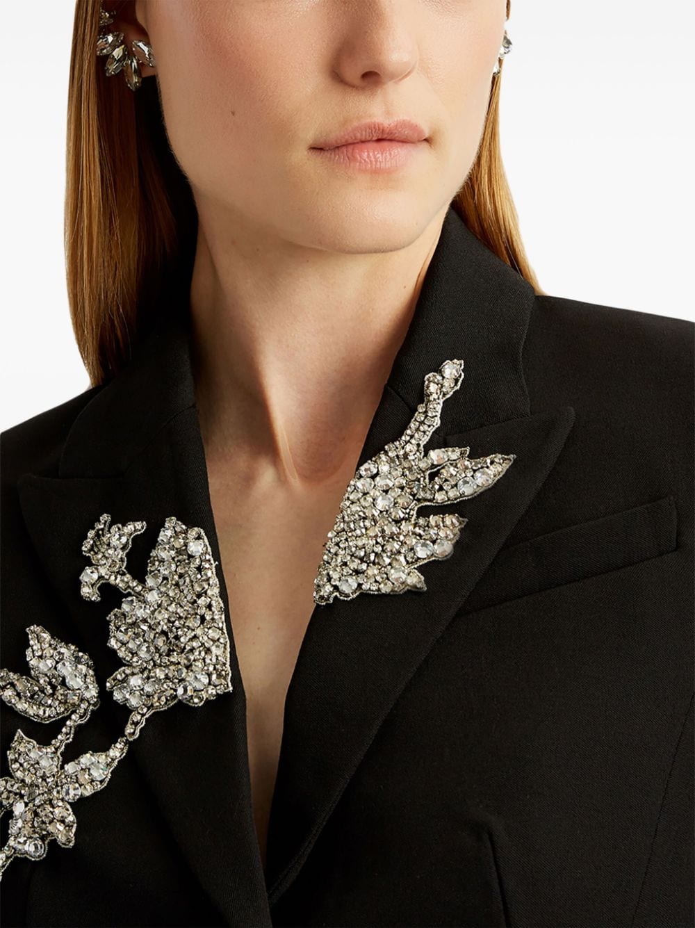 Shop Erdem Crystal-embellished Tailored Blazer In Black