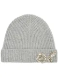 ERDEM crystal-embellished ribbed-knit beanie - Grey