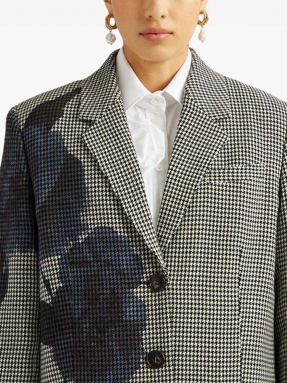 Shop Erdem Houndstooth-pattern Overprinted Coat In Blue