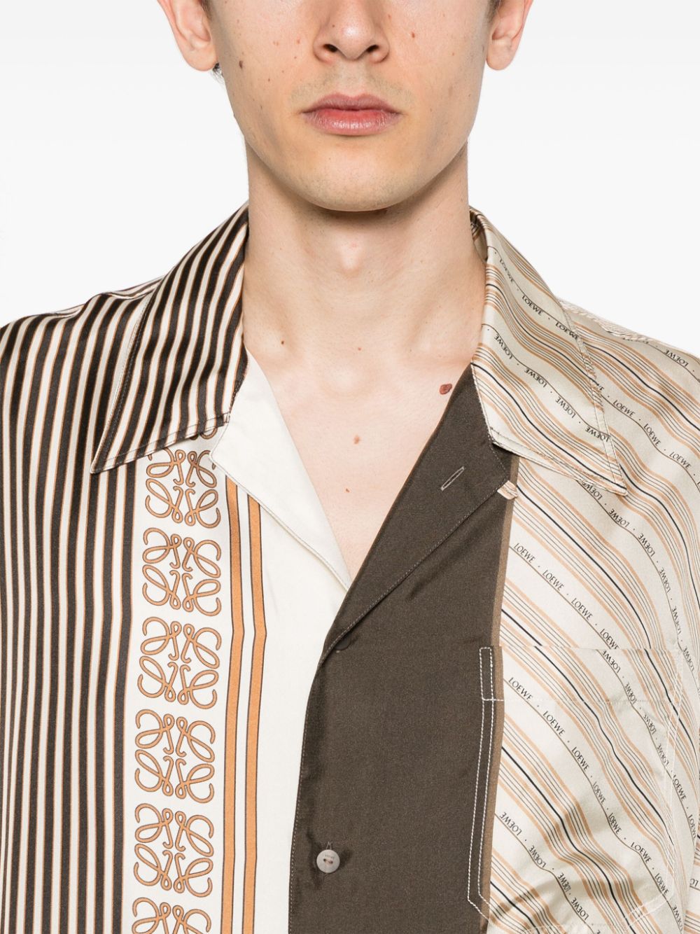 Shop Loewe Mix-print Satin Shirt In Neutrals