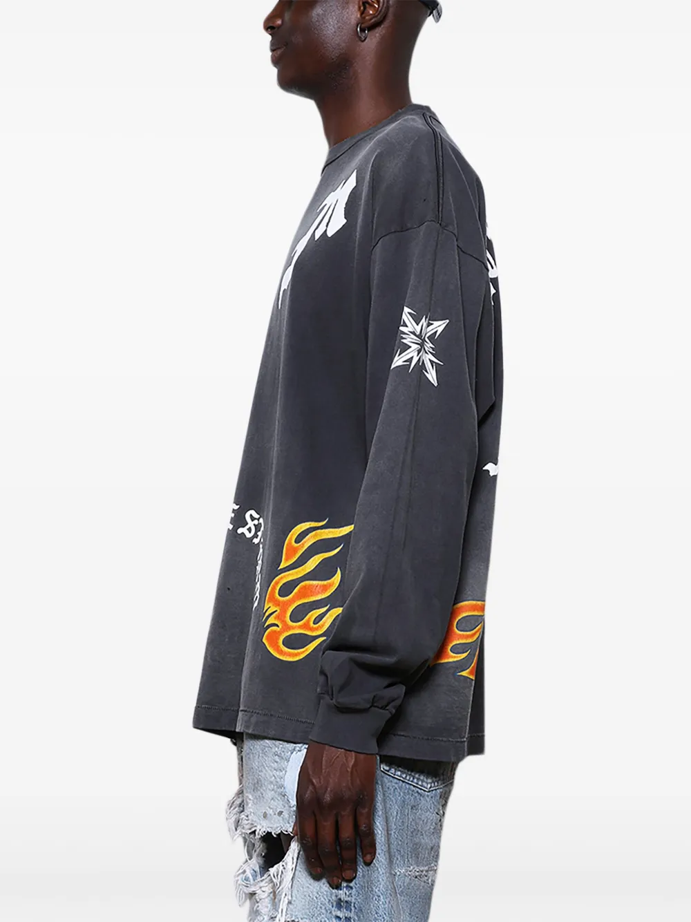Saint Mxxxxxx Graphic-print Long-sleeve T-shirt In Black