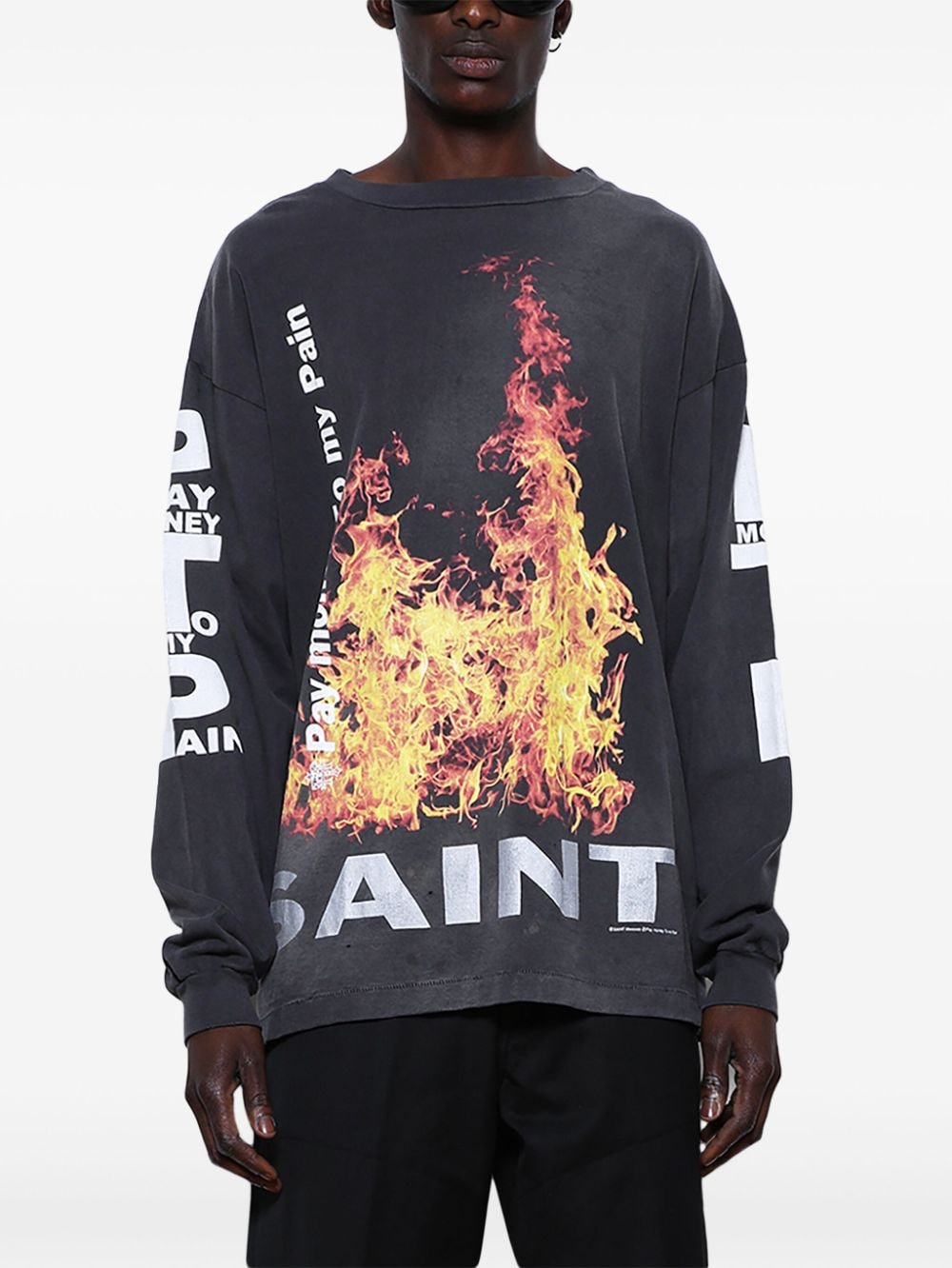 SAINT MXXXXXX Katoenen sweater met print Zwart