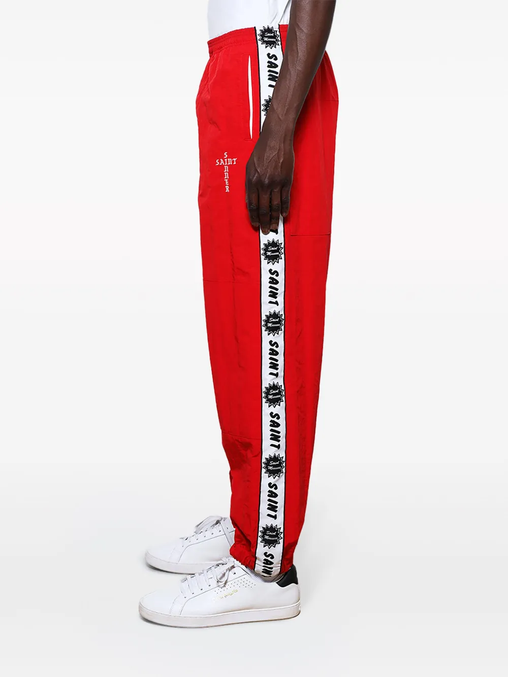 Shop Saint Mxxxxxx Logo-tape Track Pants In Red