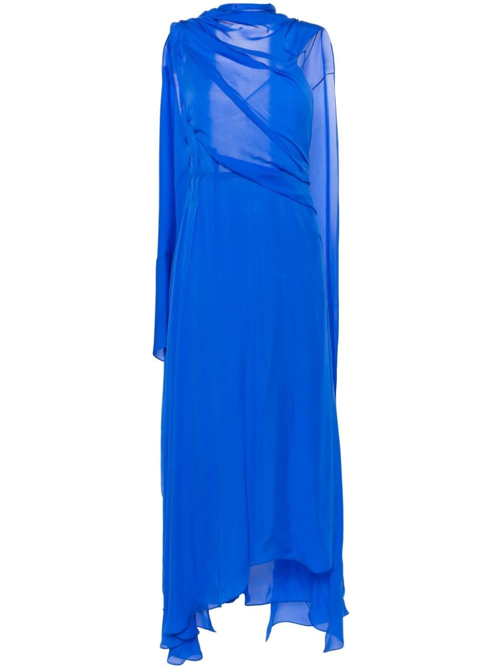 Givenchy Draped Silk Maxi Dress In Blue