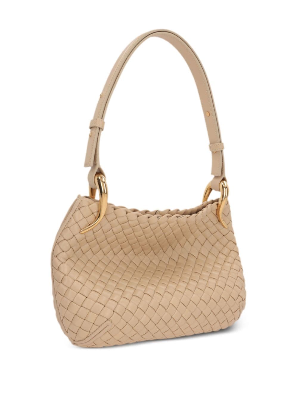 Shop Bottega Veneta Intrecciato Design Shoulder Bag In Gold
