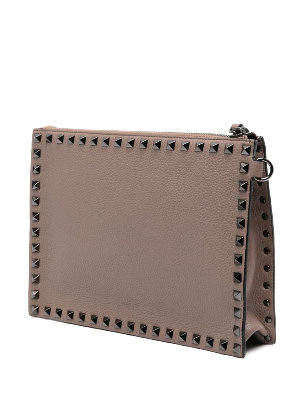 Shop Valentino Rockstud Leather Clutch Bag In Nude