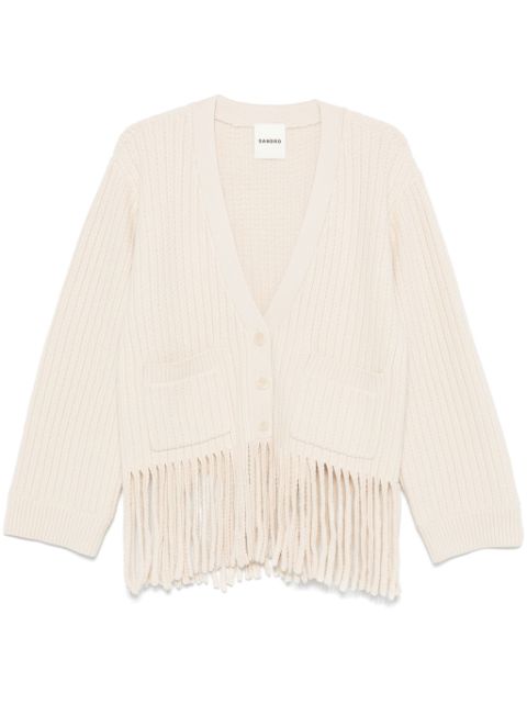 SANDRO fringed knitted cardigan Women