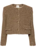 SANDRO houndstooth-pattern tweed jacket - Brown