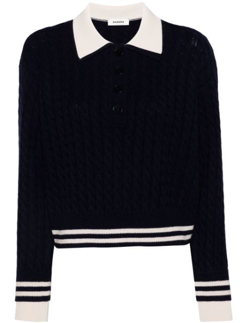 SANDRO stripe-trim knitted polo top