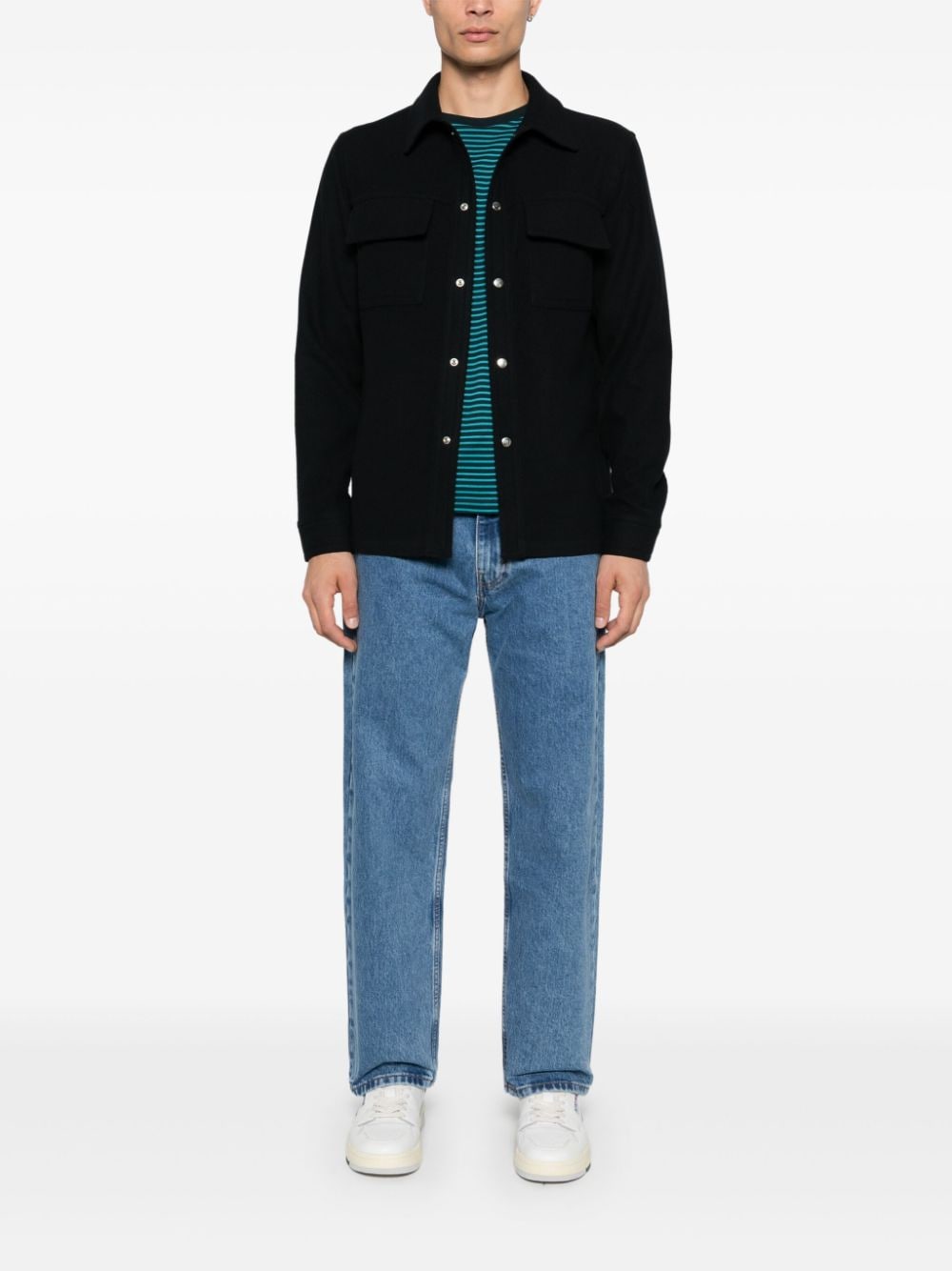 Shop Sandro Felted Overshirt In Blue