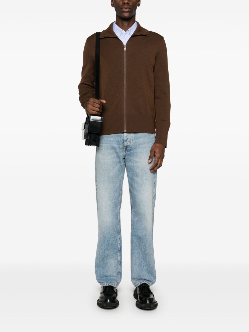 SANDRO zipped cardigan - Bruin