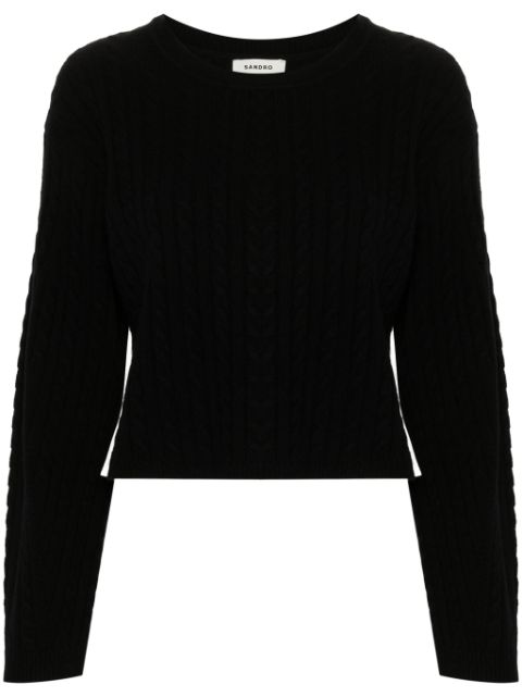 SANDRO pleat-detail cable-knit jumper Women