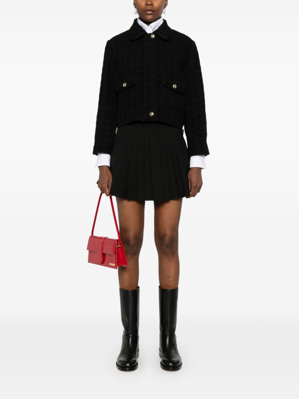 Shop Sandro Pleated Skorts In Black