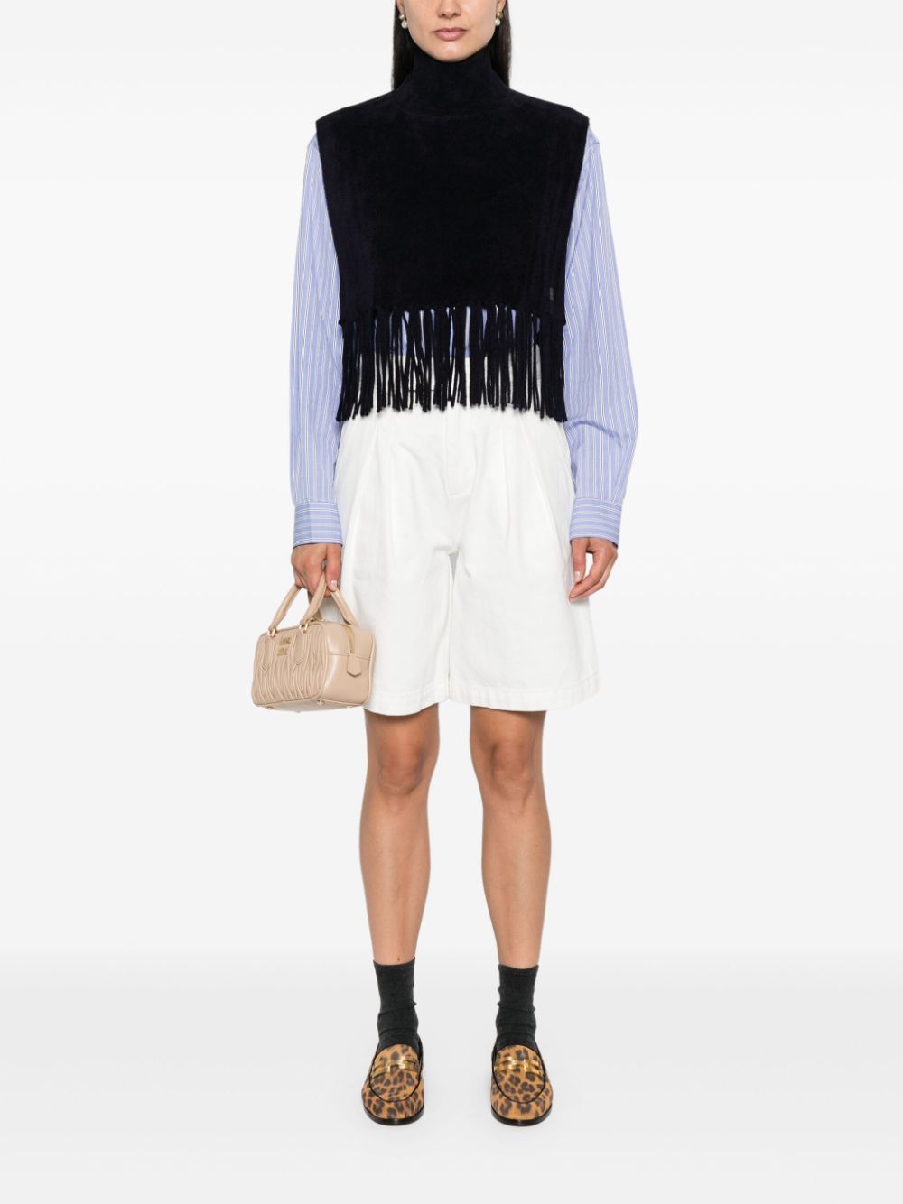 SANDRO fringed high-neck vest - Blue